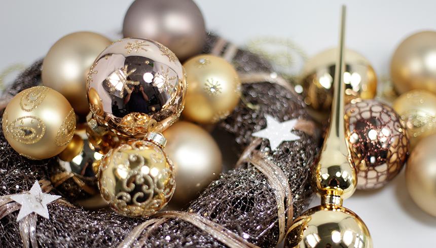 Weihnachtskugel Bienenstock Mit Glitzer - 9 Cm Glas Christbaumschmuck