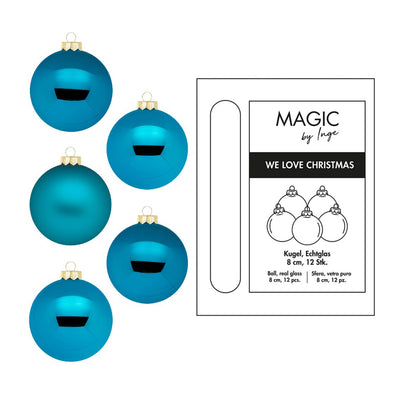 Weihnachtskugeln aus Glas - Ökologische Verpackung - Deep Blue