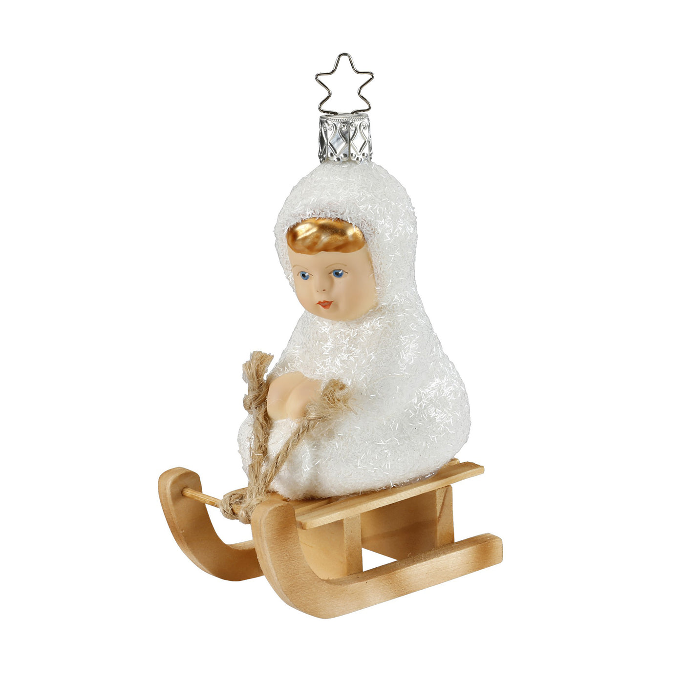 Handgefertigter Glasschmuck - Auf dem Schlitten - Weiss