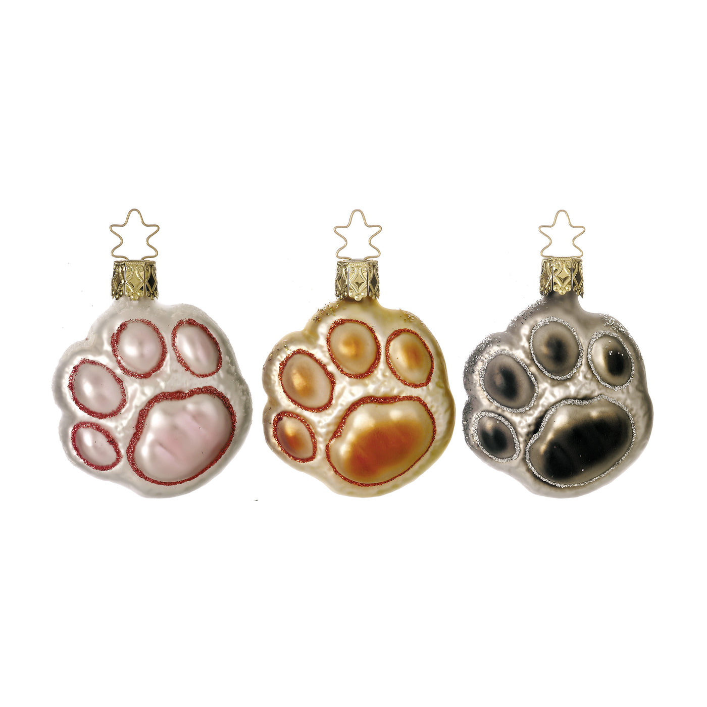 Handgefertigter Glasschmuck - Katzenpfötchen - 3-teilig - Mehrfarbig