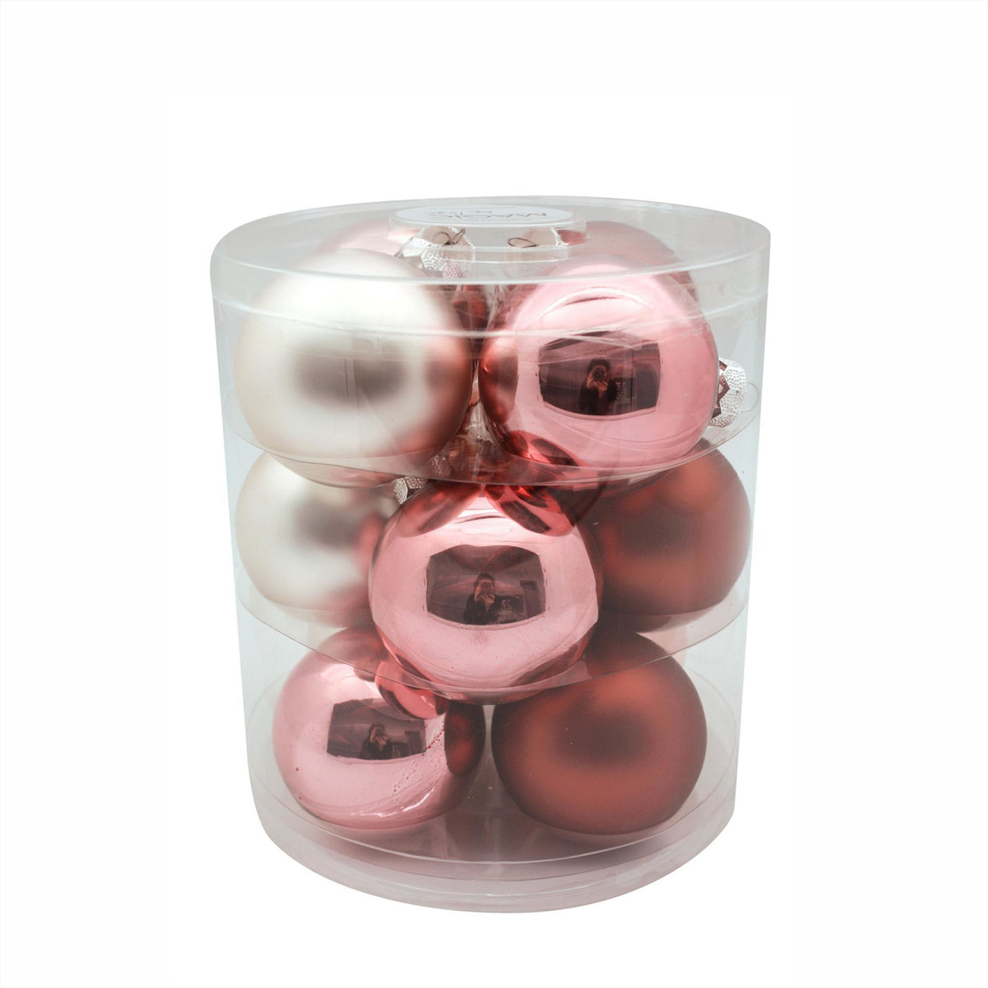 Weihnachtskugel aus Glas - Avenue of Romance - Rosa, Weiss