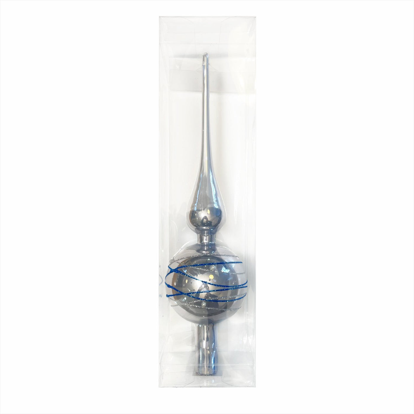 Weihnachtsbaumspitze aus Glas - Silber/blau