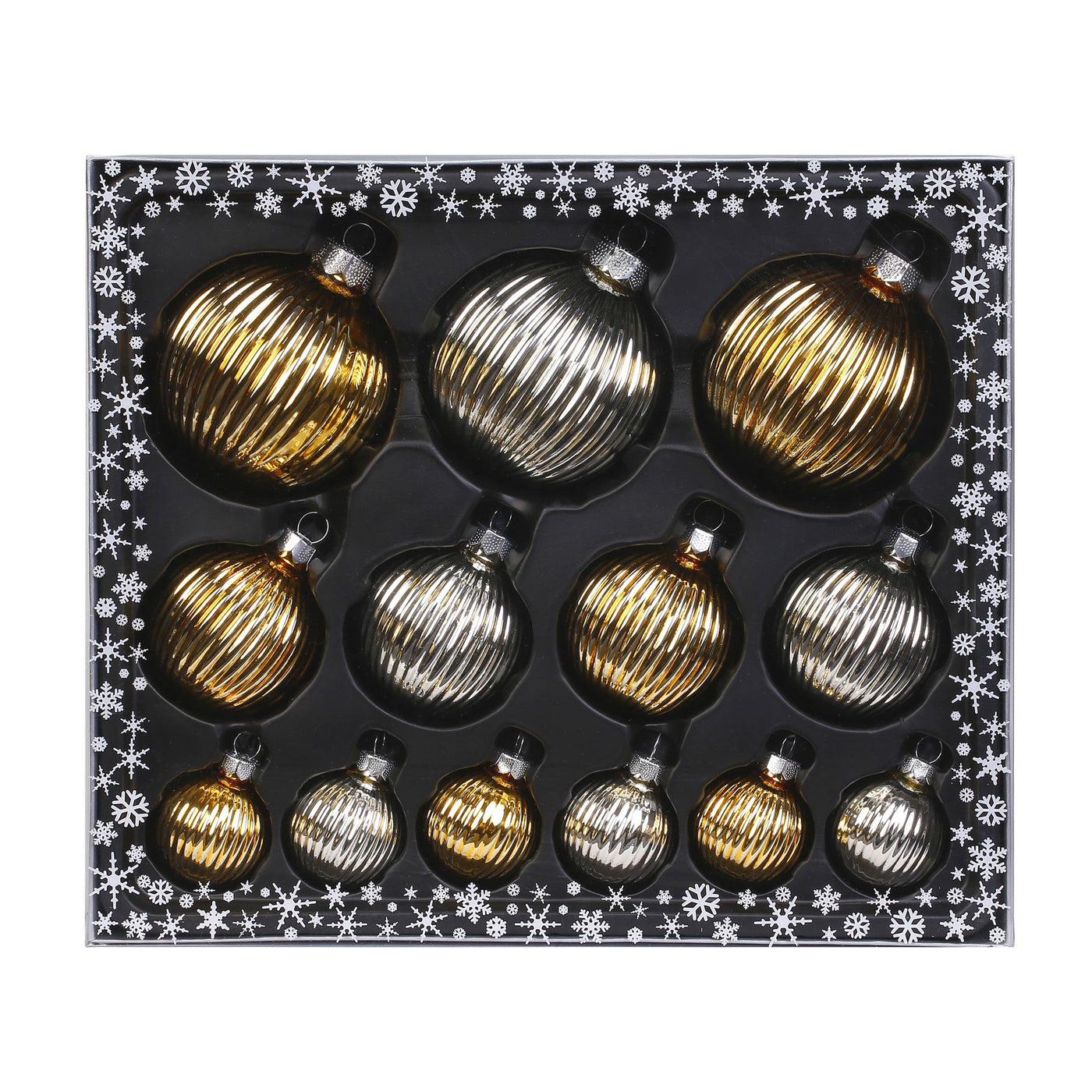 Edles Weihnachtskugel Set aus Glas - Inkagold - Gold, Silber