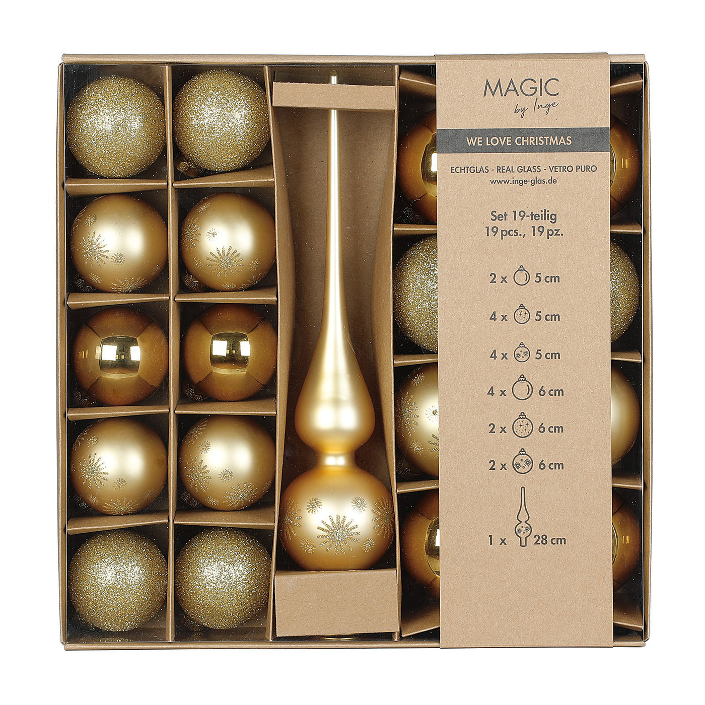 Weihnachtskugel Set Inge-Glas Inkagold 19 Stück