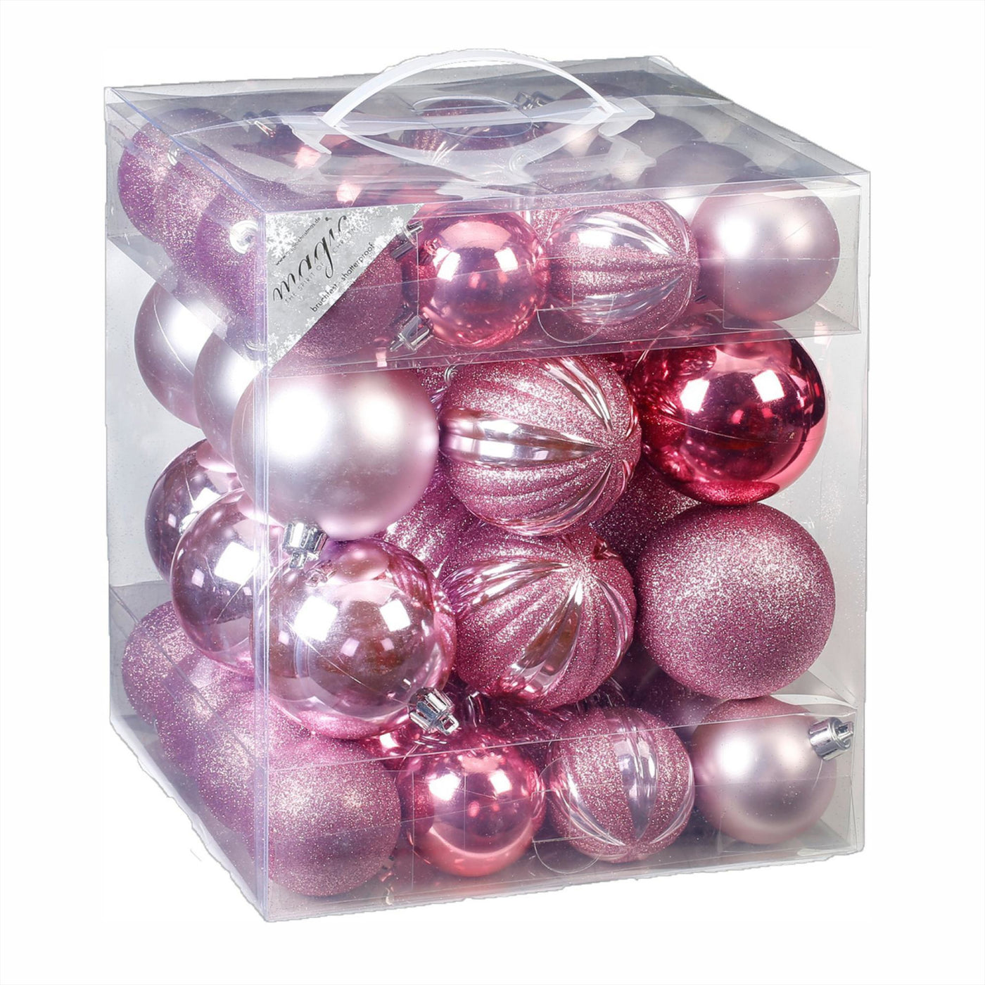 Weihnachtskugel aus Kunststoff - Rosa Mix