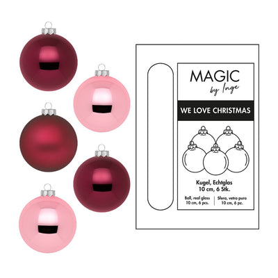 Weihnachtskugeln aus Glas - Ökologische Verpackung - Berry Kiss - Weinrot, Rosa
