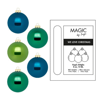 Weihnachtskugeln aus Glas - Ökologische Verpackung - Brilliant Nightfall - Blau, Grün