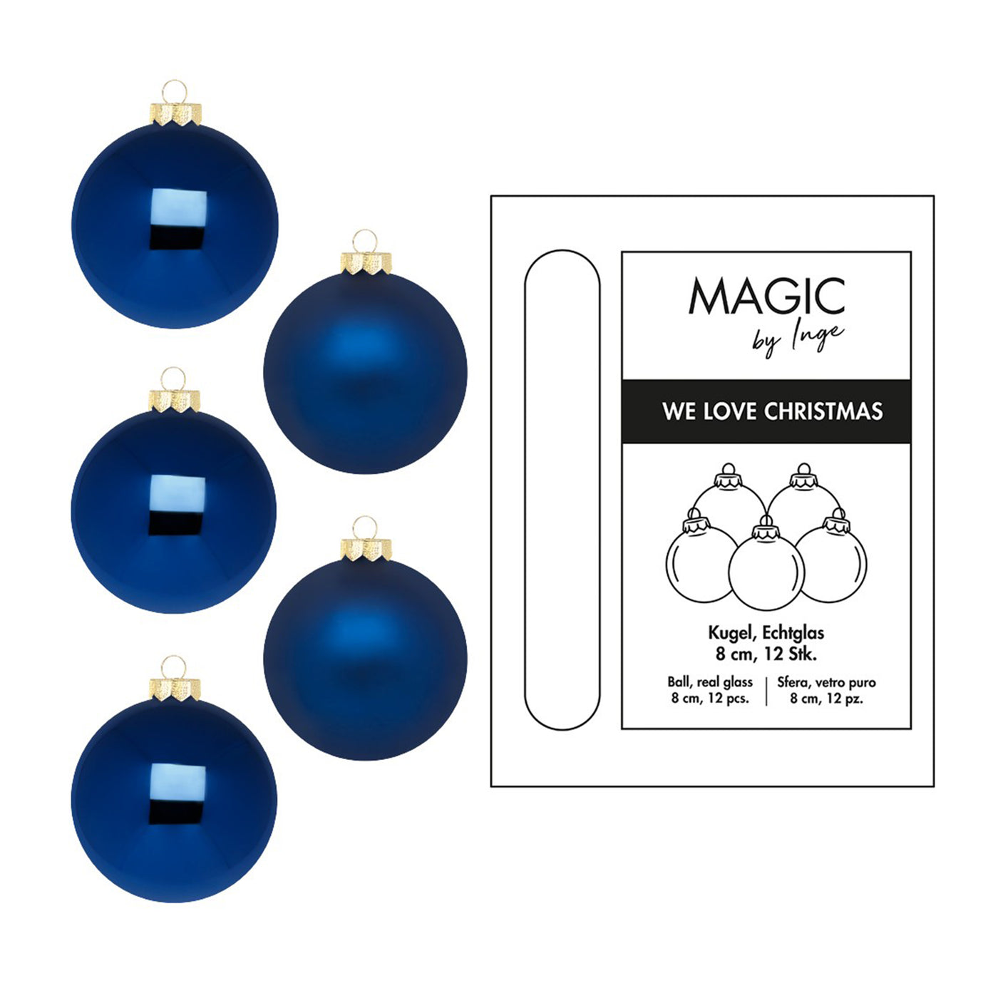 Weihnachtskugeln aus Glas - Ökologische Verpackung - Midnight Blue