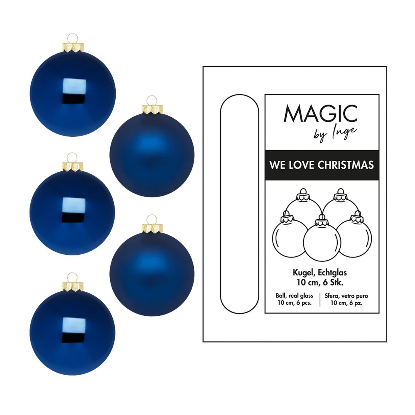 Weihnachtskugeln aus Glas - Ökologische Verpackung - Midnight Blue